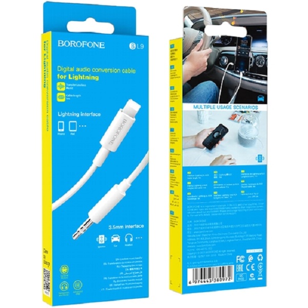 

Кабель lightning - jack 3,5mm Borofone 1 м белый