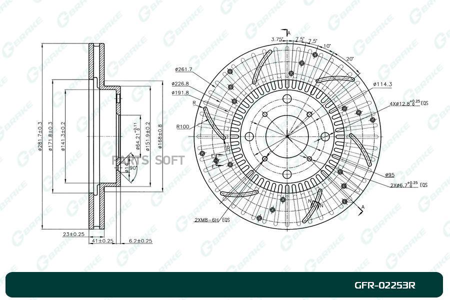 

Диск Тормозной Перфорированный Вентилируемый G-Bra 1Шт GBRAKE GFR02253R