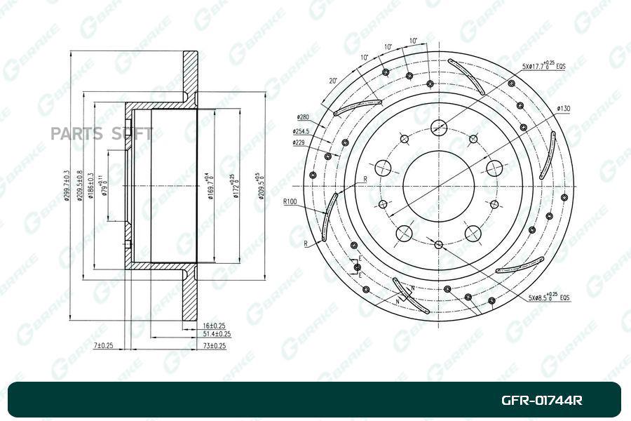 

Диск Тормозной Перфорированный Вентилируемый G-Brake Gfr-01744R Правый 1Шт GBRAKE GFR01744