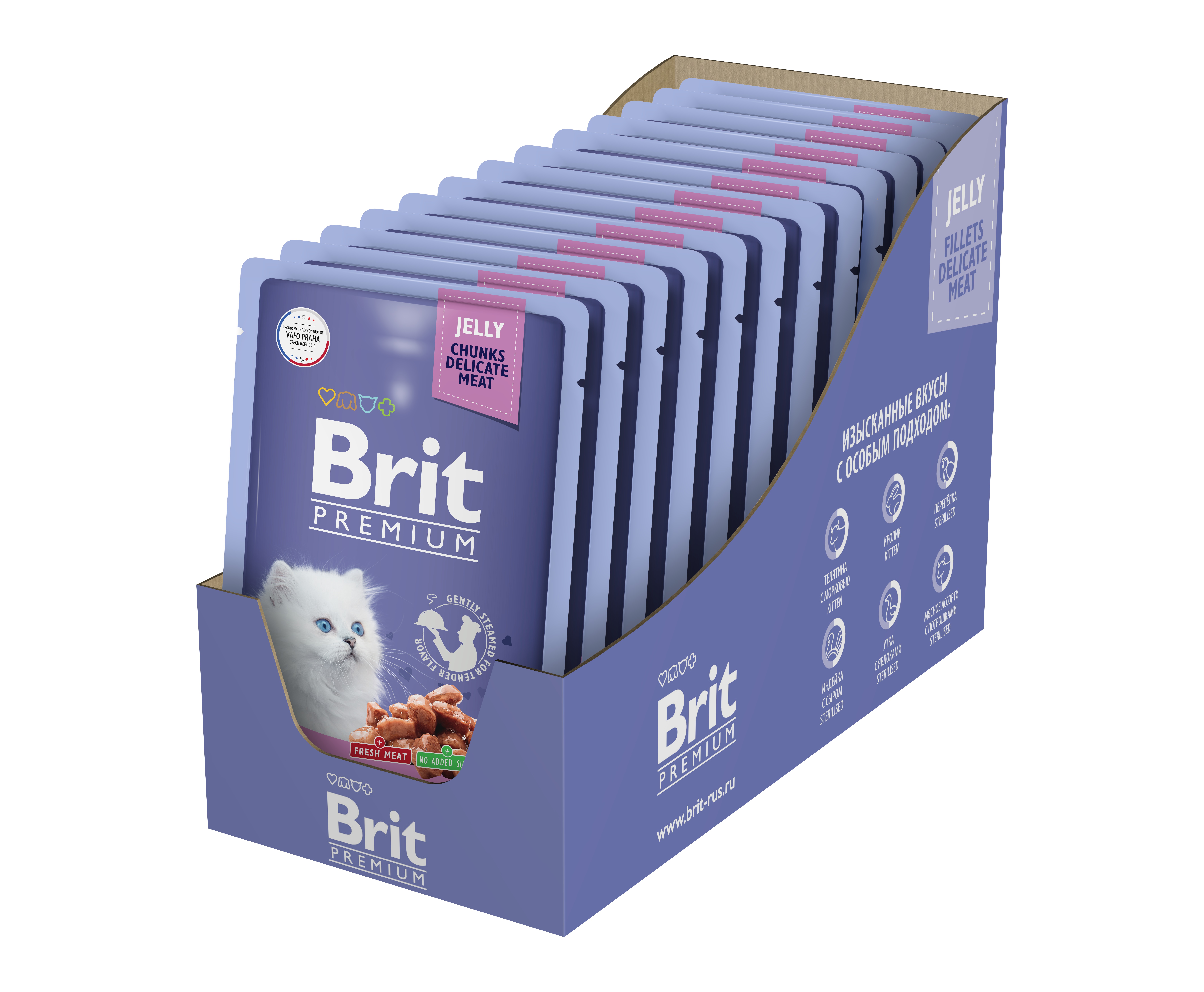 

Влажный корм для котят Brit Premium, кусочки в желе, кролик, 14 шт по 85 г