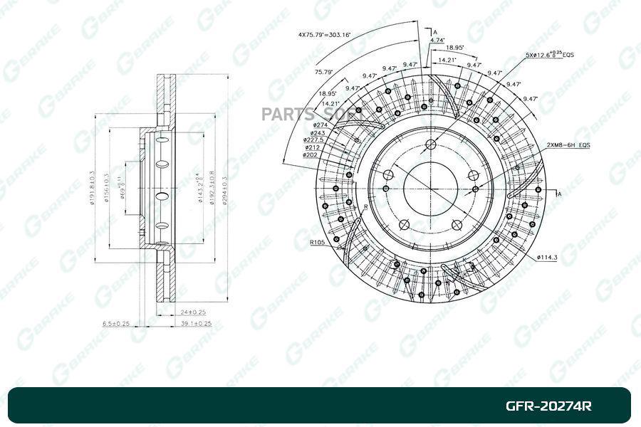 

Диск Тормозной Перфорированный Вентилируемый G-Brake Gfr-20274R Правый 1Шт GBRAKE GFR20274