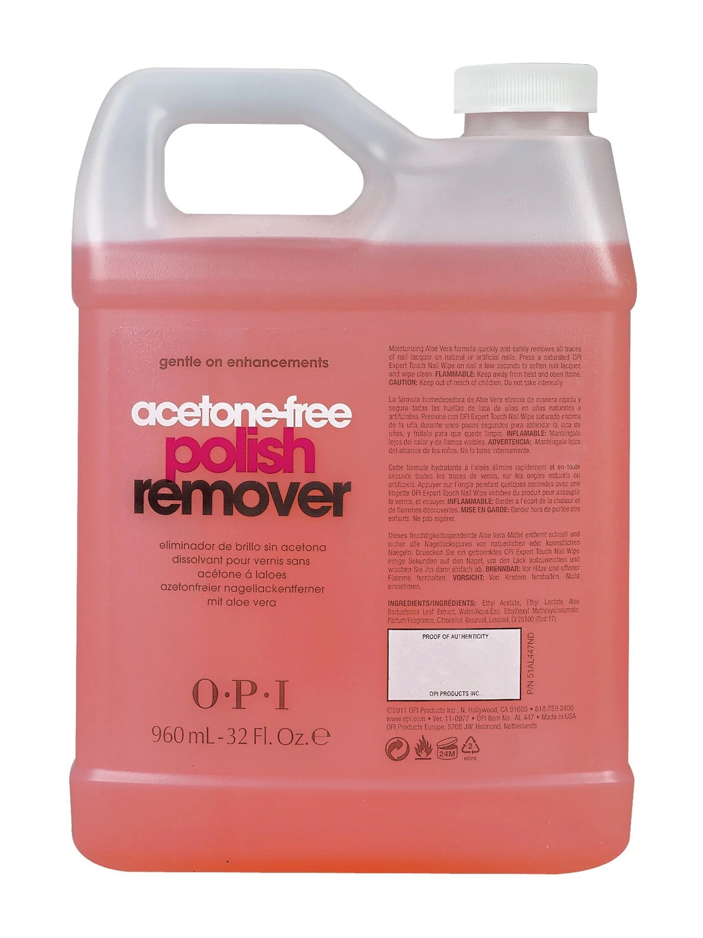 Жидкость для снятия лака без ацетона OPI Acetone-Free Nail Polish Remover, 960 мл pink up жидкость для снятия лака без ацетона daily черника 200