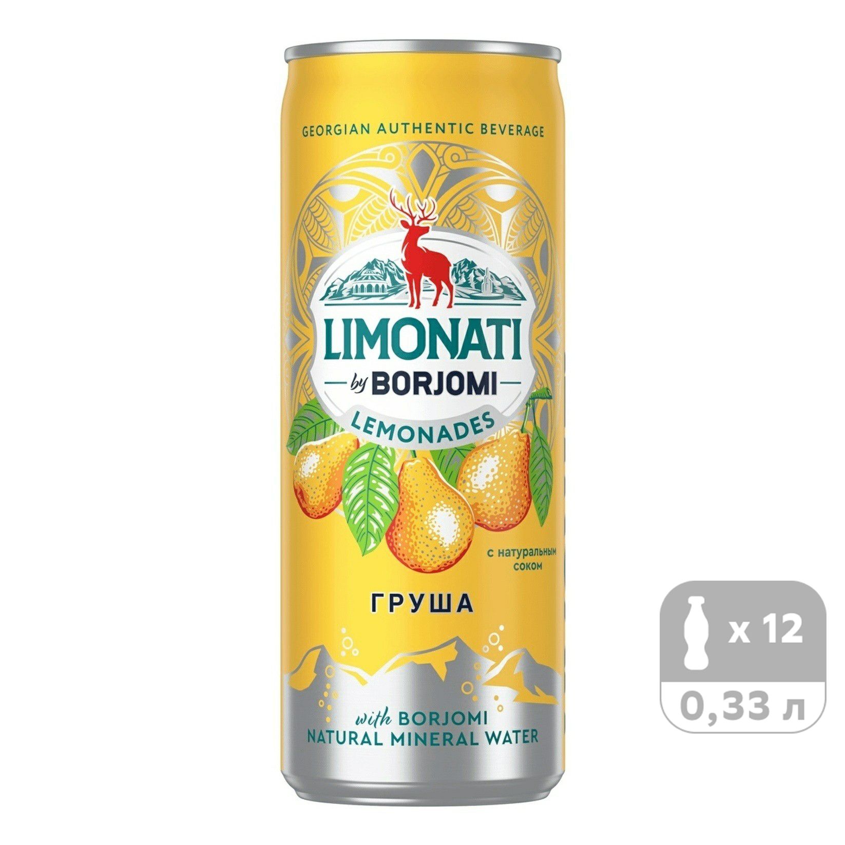 Газированный напиток Borjomi Limonati груша 330 мл х 12 шт