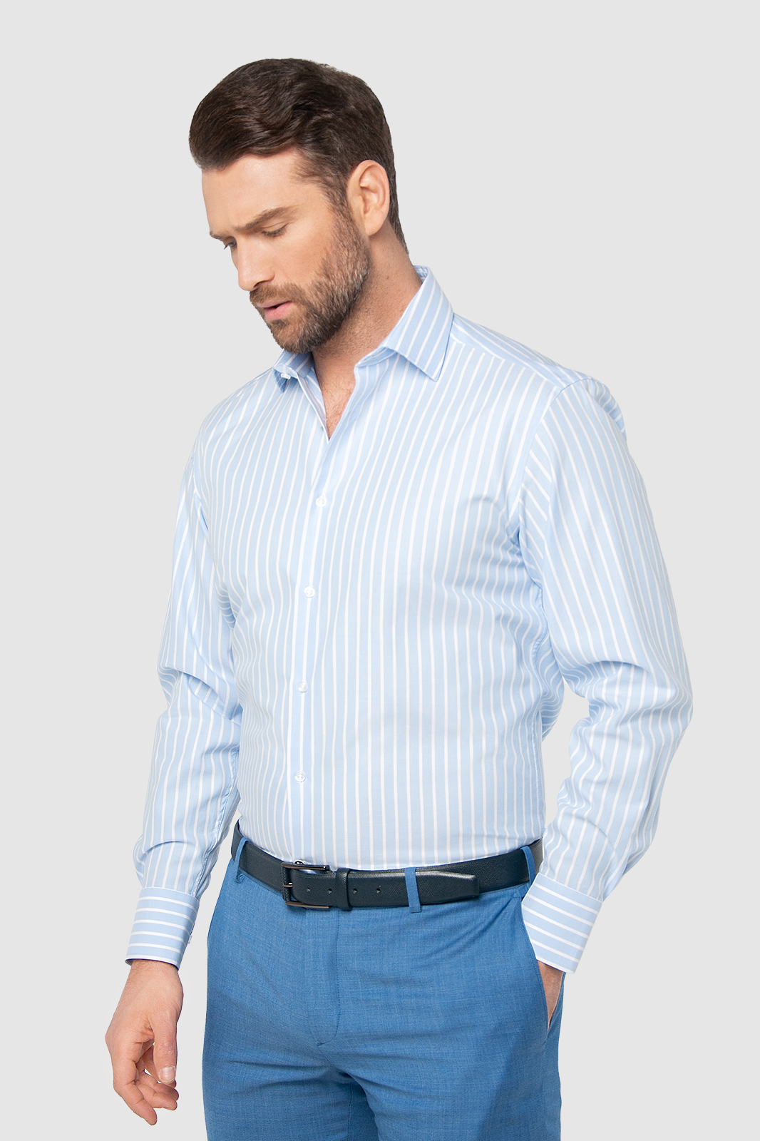 Рубашка мужская Kanzler 3S-401RL-1118-11 голубая 40