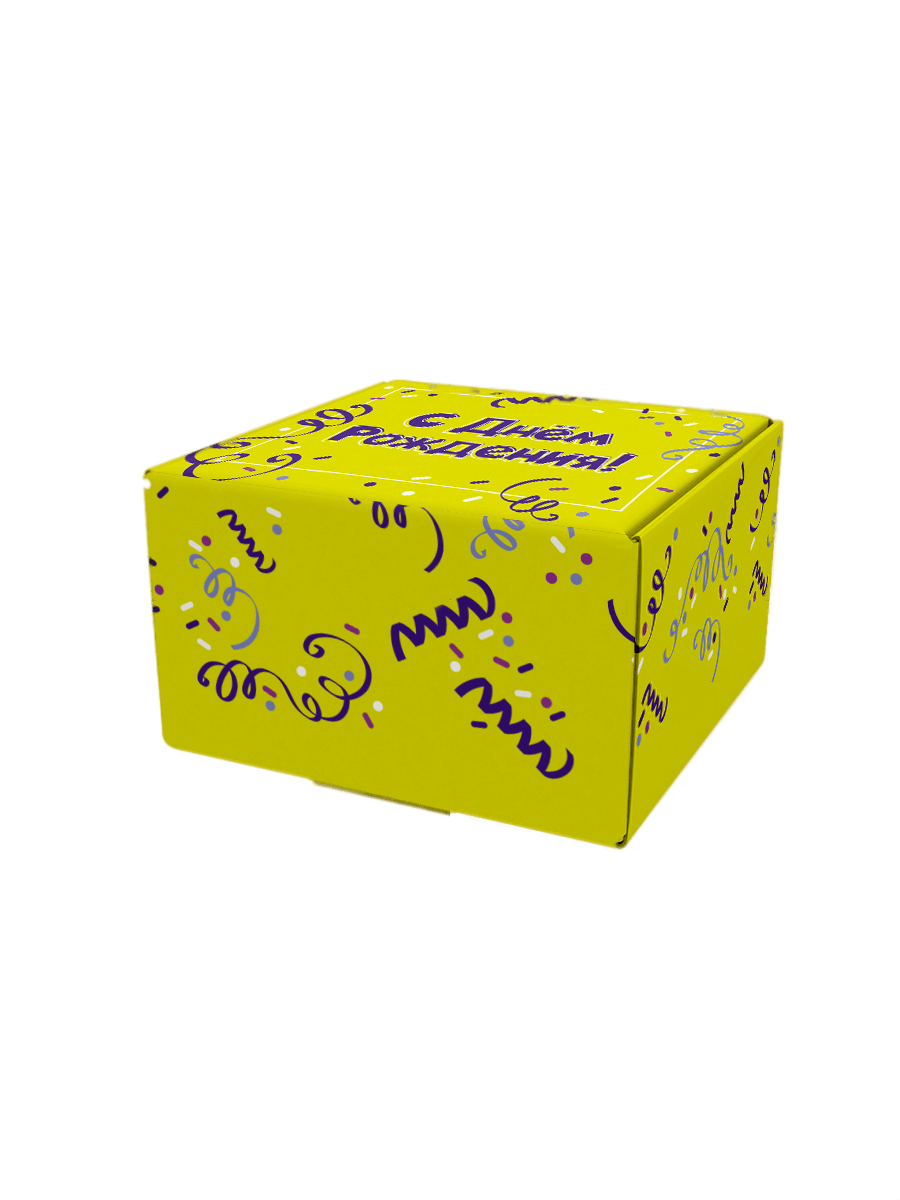 Подарочная коробка с конфетти HitMix. Вау коробка желтая. Box_yellow