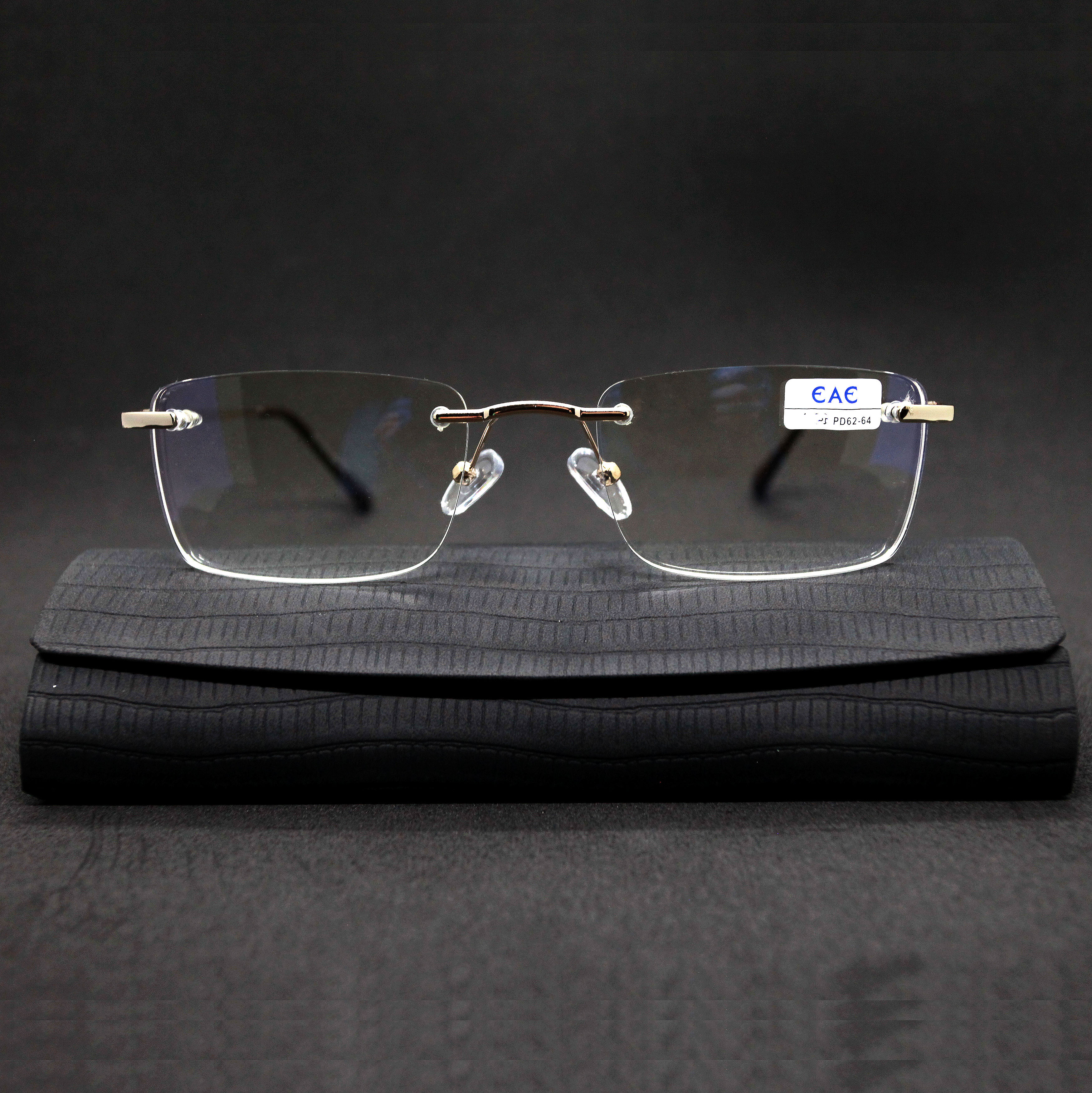 Безободковые очки EAE 1037 -3.00, c футляром, антиблик, цвет серый, РЦ 62-64