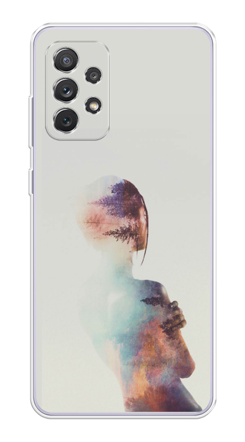 

Чехол на Samsung Galaxy A73 "Девушка-лес", Розовый;голубой;серый, 2104650-1