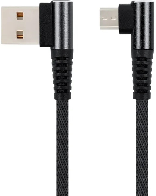 фото Кабель microusb - usb huasidan в оплетке (25 см) (черно-красный) gsmin