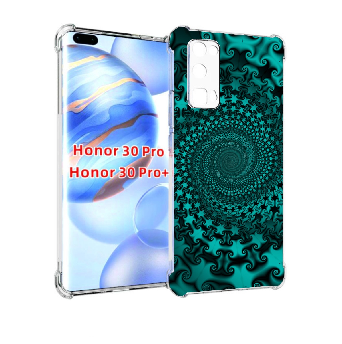 

Чехол бампер MyPads зеленый-гипноз для Honor 30 Pro, Прозрачный, Tocco