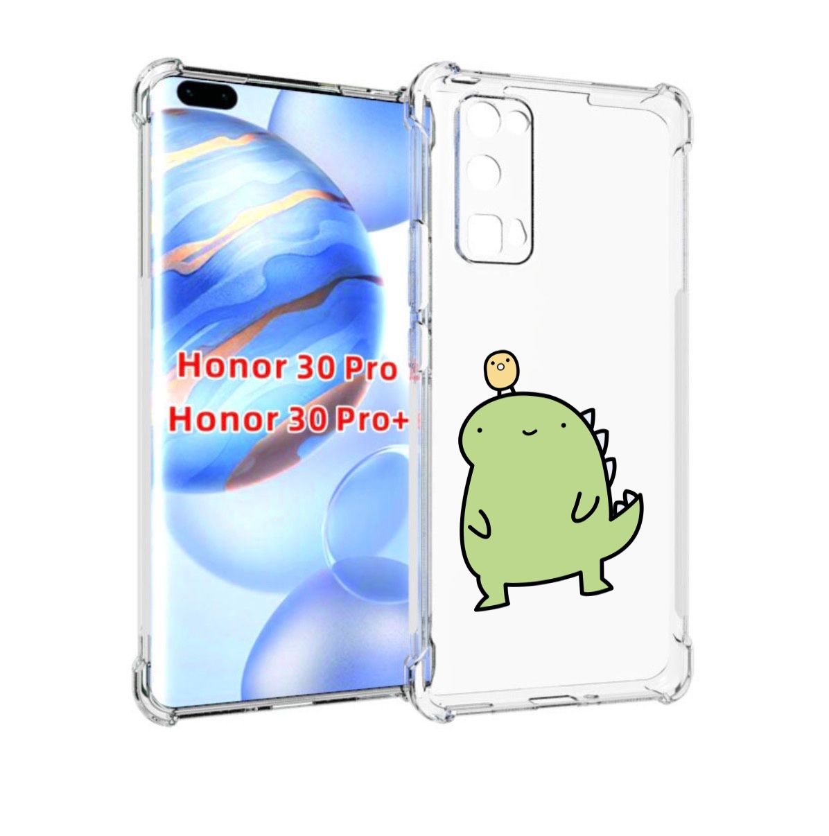 

Чехол бампер MyPads зеленый-динозаврик детский для Honor, Прозрачный, Tocco