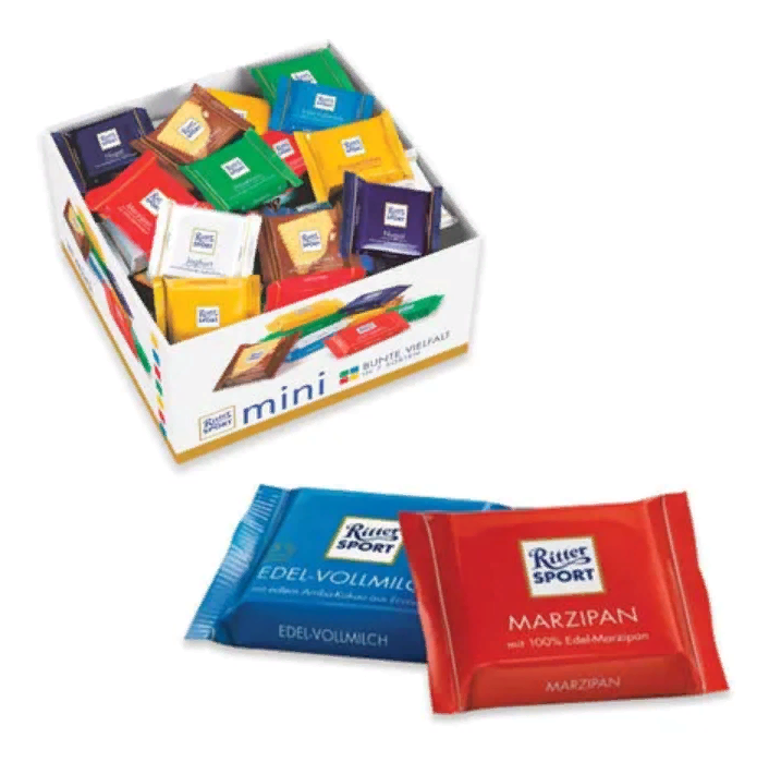 Шоколад порционный RITTER SPORT, набор 7 вкусов, 84 плитки по 16,7 г, R 484C