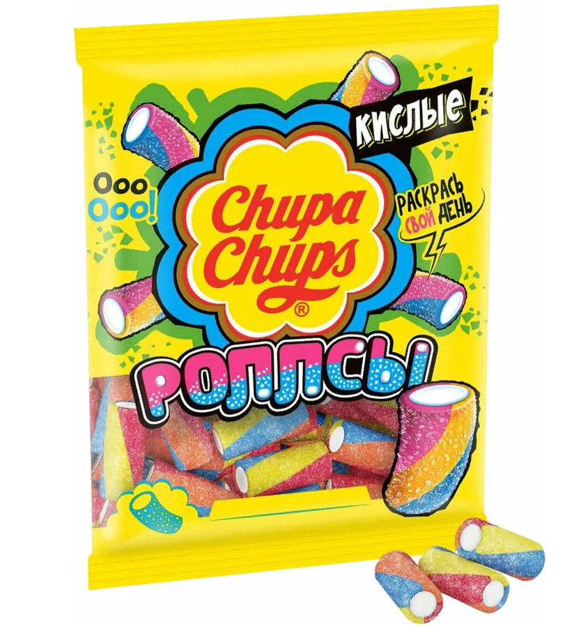 

Мармелад жевательный CHUPA CHUPS (Чупа-Чупс) Кислые Роллсы, мини-трубочки, 70 г, (30шт.)