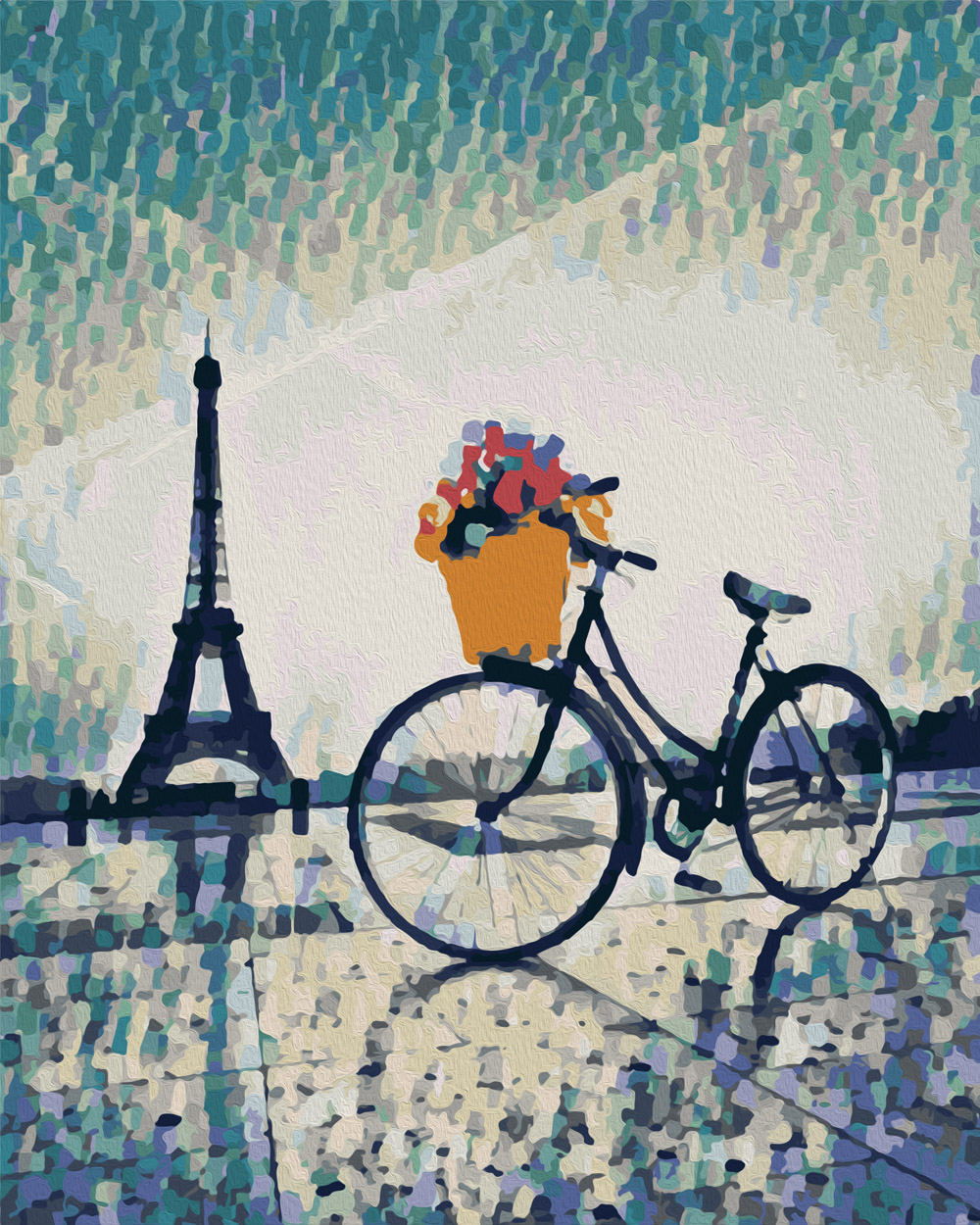 Картина по номерам Артвентура «Парижский велосипед» (Холст на подрамнике 50х40 см)