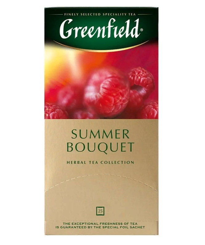 Чай GREENFIELD  Summer Bouquet, фруктовый (малина, шиповник), 25 пакетиков по 1,5 г (2шт.)