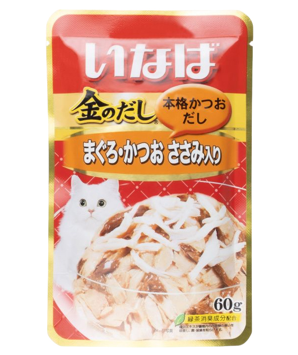 

INABA КИННОДАСИ пауч 60г в желе Микс тунцов+куриное филе для кошек RU-203