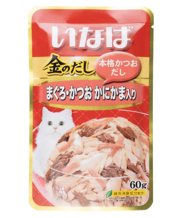 

INABA КИННОДАСИ пауч 60г в желе Микс тунцов+сурими для кошек RU-206