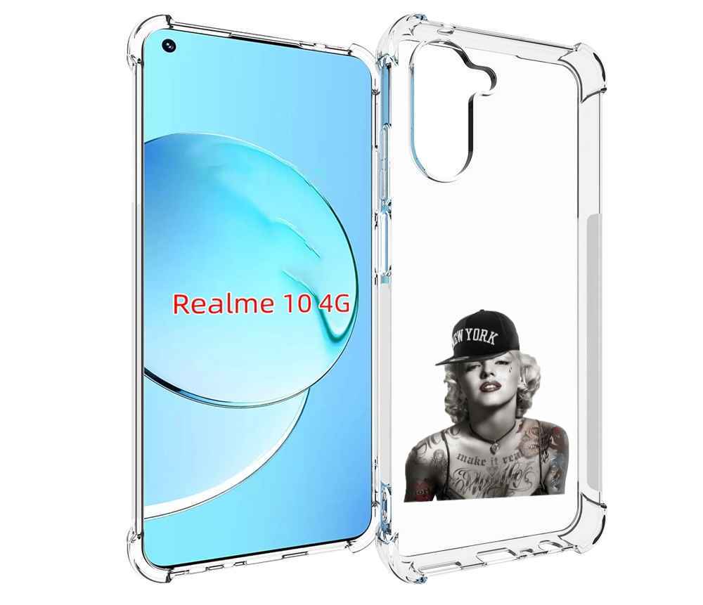 

Чехол MyPads Мерлин Монро с тату женский для Realme 10, Прозрачный, Tocco