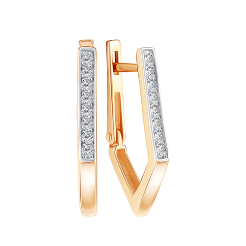 

Серьги из красного золота ЯХОНТ Золотой 2700446, фианит, 2700446