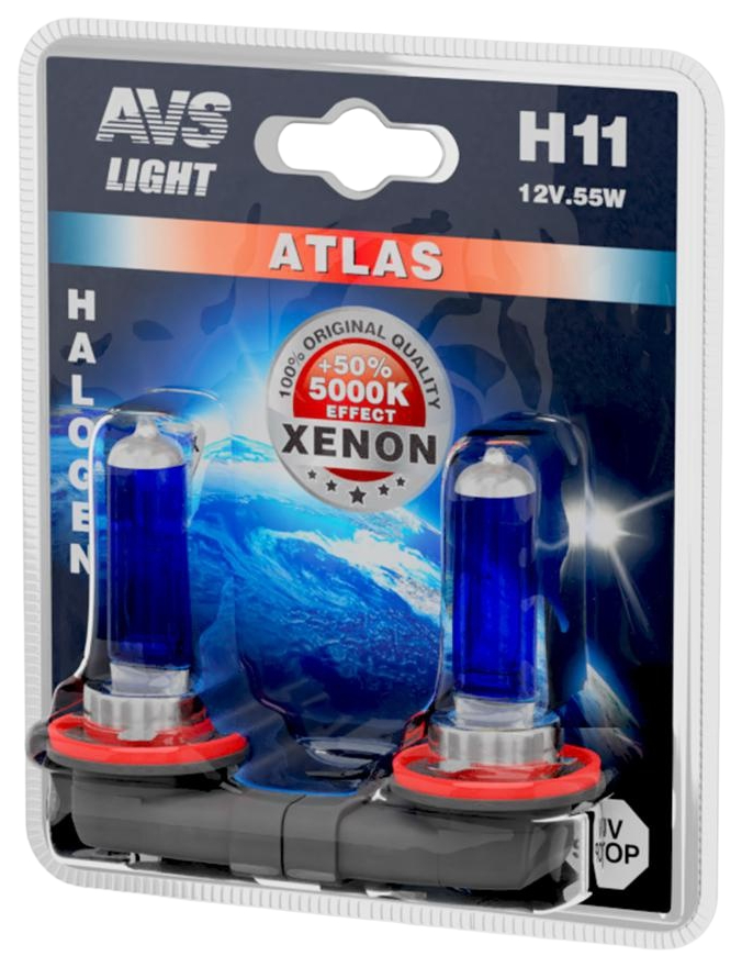 Галогенная лампа AVS ATLAS/5000К/H11.12V.55W.блистер-2шт.