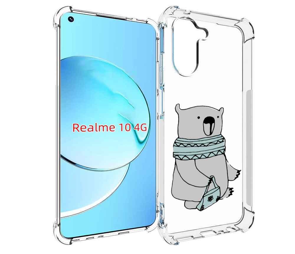 

Чехол MyPads Модный медведь для Realme 10, Прозрачный, Tocco