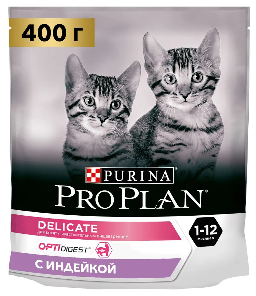 Сухой корм для котят Pro PLAN Delicate Junior с чувствительным пищеварением, индейка, 400г