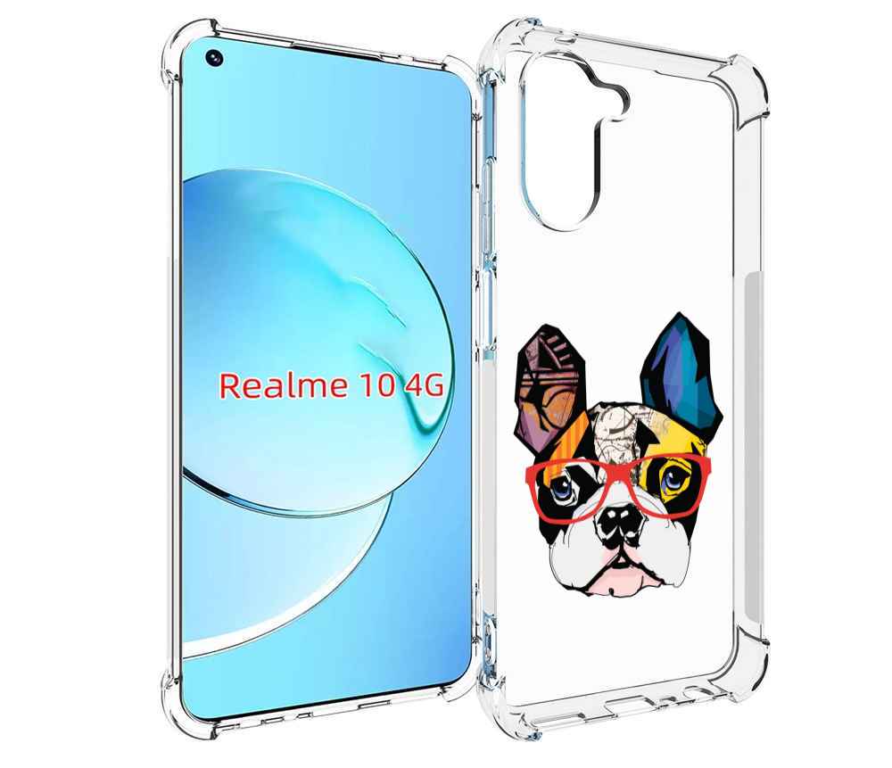 

Чехол MyPads Мопс-в-очках для Realme 10, Прозрачный, Tocco