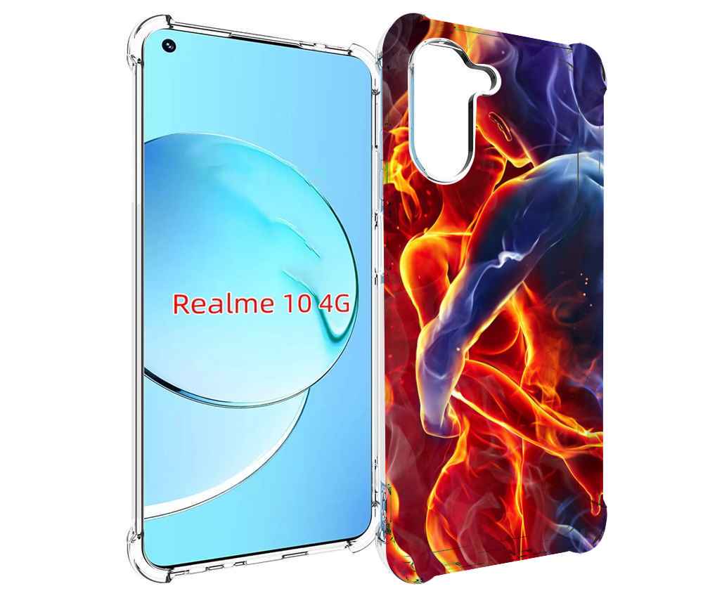 

Чехол MyPads Огонь-вода для Realme 10, Прозрачный, Tocco