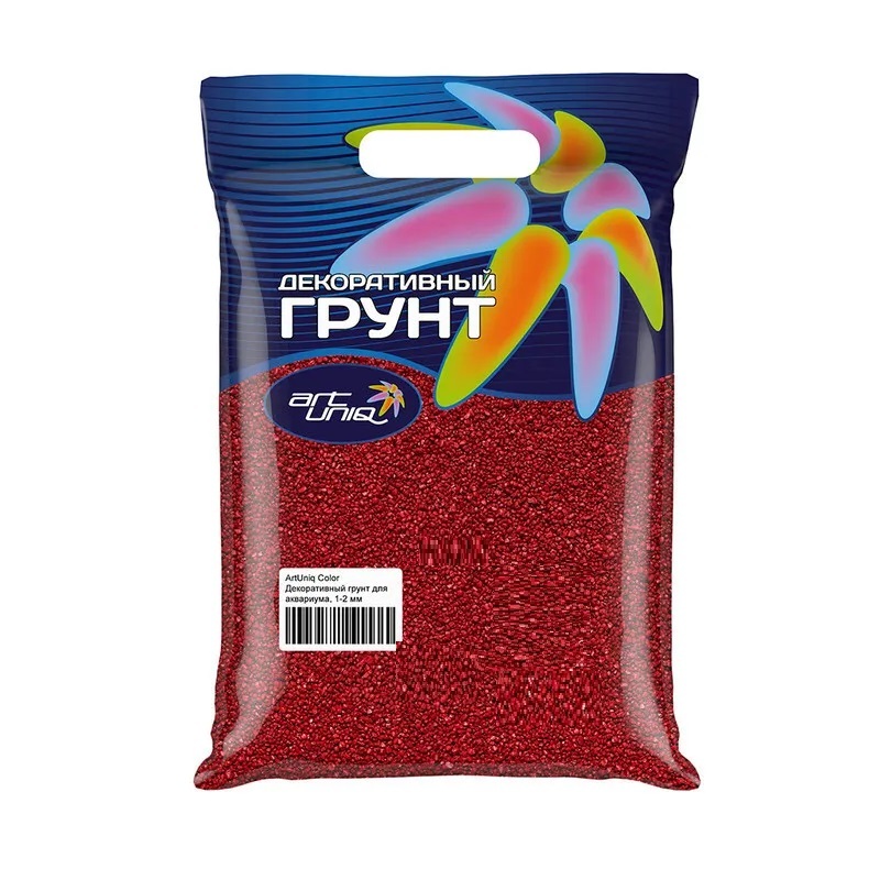 

ArtUniq Color Red - Цветной грунт для аквариума "Красный", 1-2 мм, пакет 2 л/3 кг