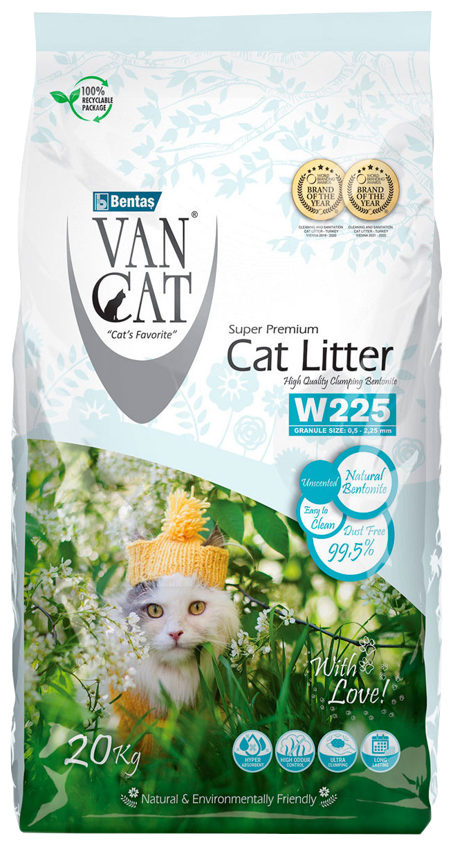 Комкующийся наполнитель Van Cat Natural бентонитовый, 20 кг