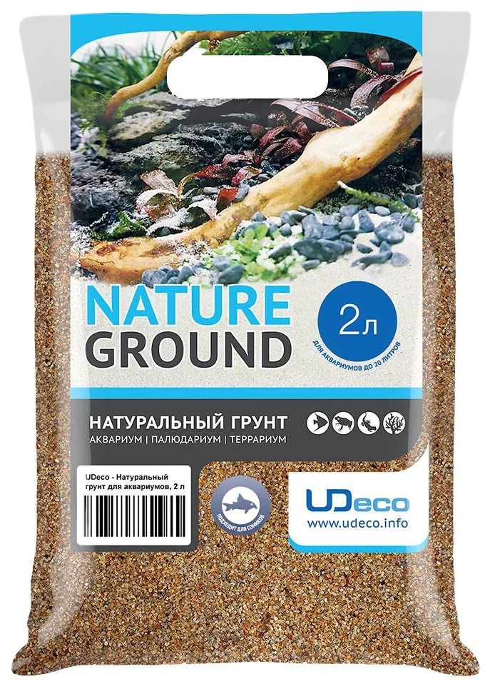 фото Udeco river amber - натуральный грунт "янтарный песок" д/акв и терр, 0,4-0,8 мм, 2 л nobrand