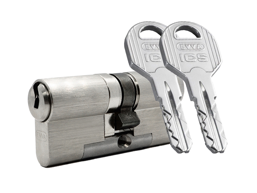 

Цилиндр EVVA ICS ключ-ключ с функцией Vario (размер 71х61 мм) - Никель (2+5 ключей), Серый
