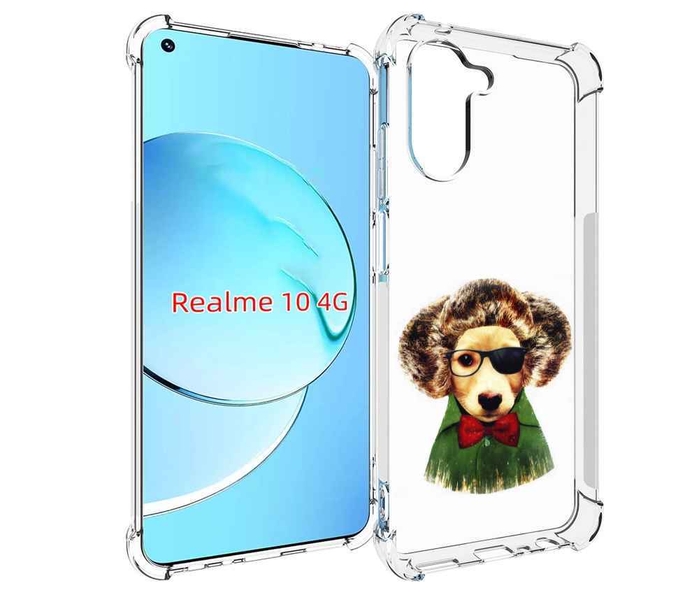 

Чехол MyPads Пес в бабочке для Realme 10, Прозрачный, Tocco