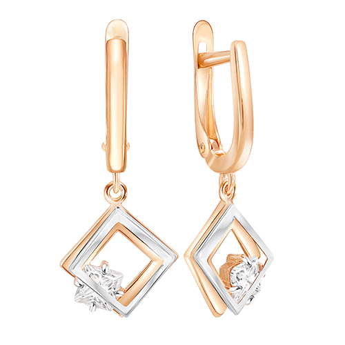 

Серьги подвески из красного золота ЯХОНТ Золотой 257881, фианит, 257881