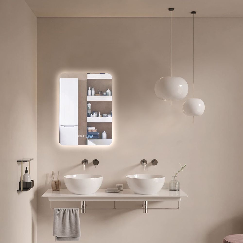Зеркало для ванной Prisma 80*60 прямоугольное вертикальное c часами и подогревом графин с подогревом sagaform winter 1 3 л