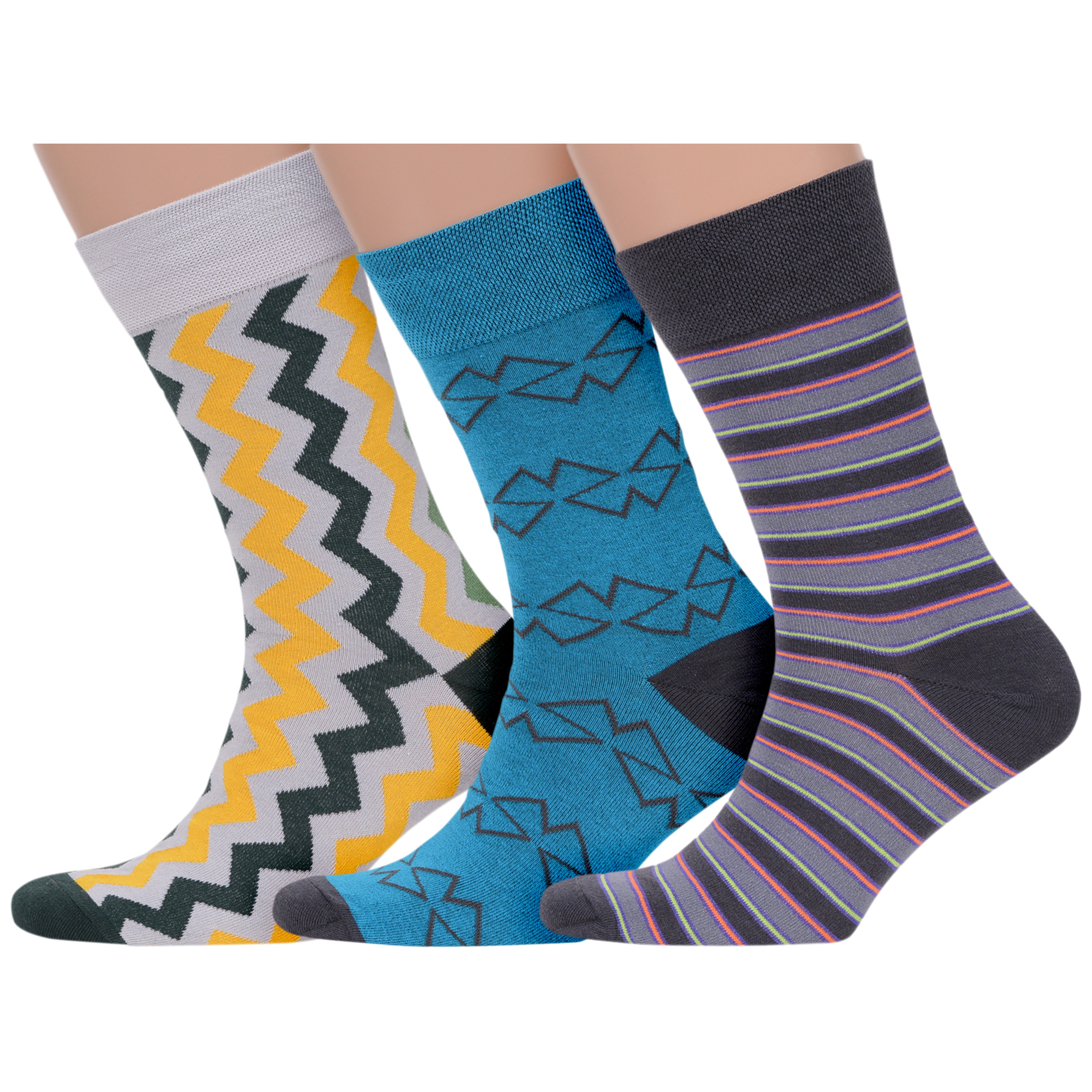 

Комплект носков мужских MoscowSocksClub msk3-М40 разноцветных 27, Серый;голубой;разноцветный, msk3-М40