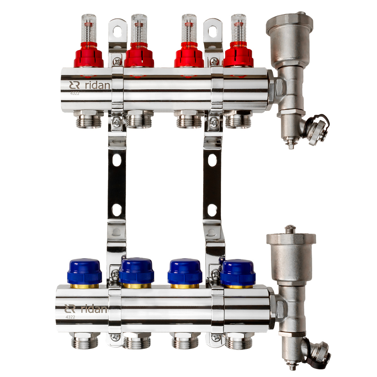 Комплект коллекторов Ридан FHF-4RF set с расходомерами, 4 контура