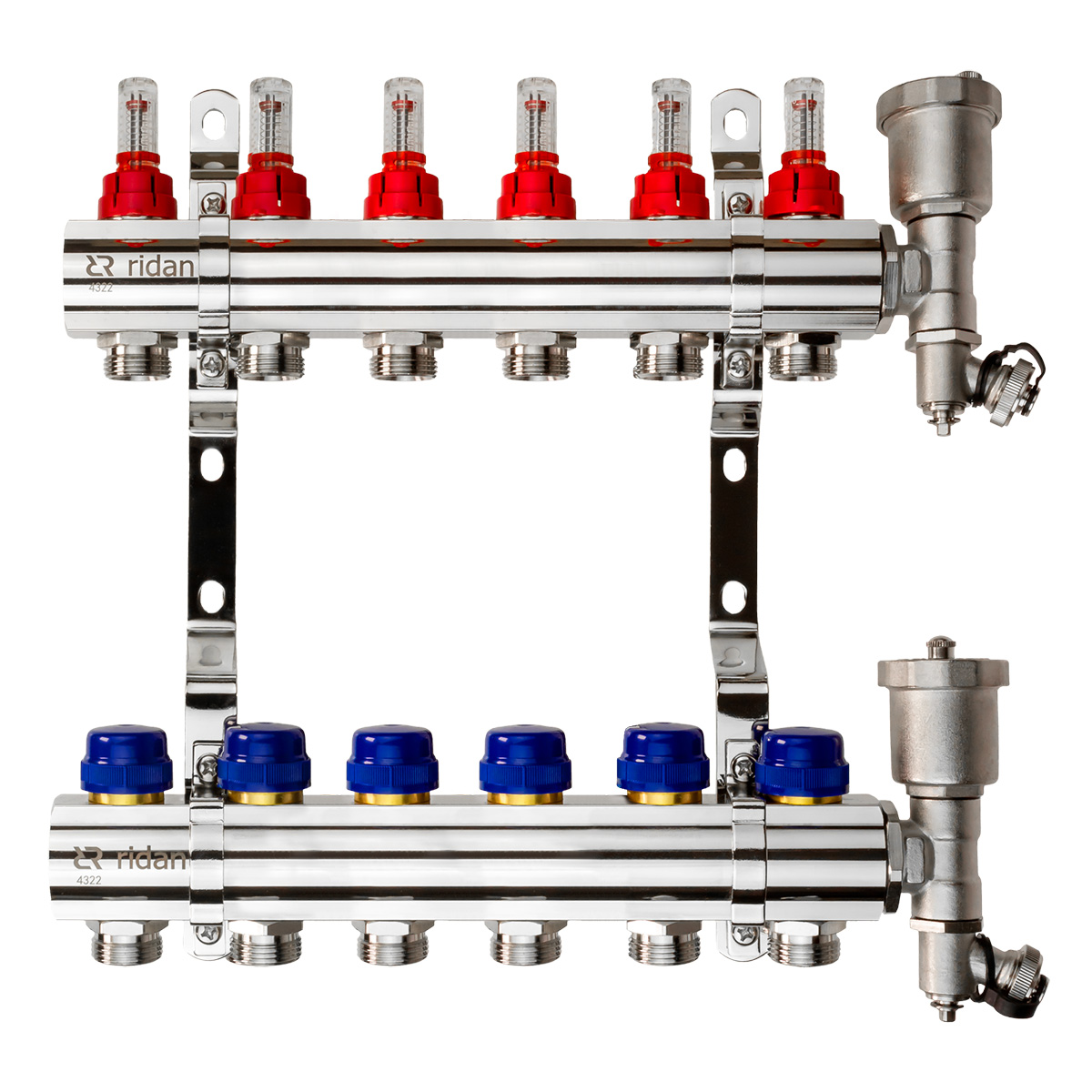 Комплект коллекторов Ридан FHF-6RF set с расходомерами, 6 контура