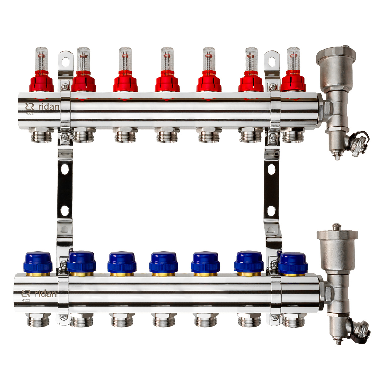 Комплект коллекторов Ридан FHF-7RF set с расходомерами, 7 контура
