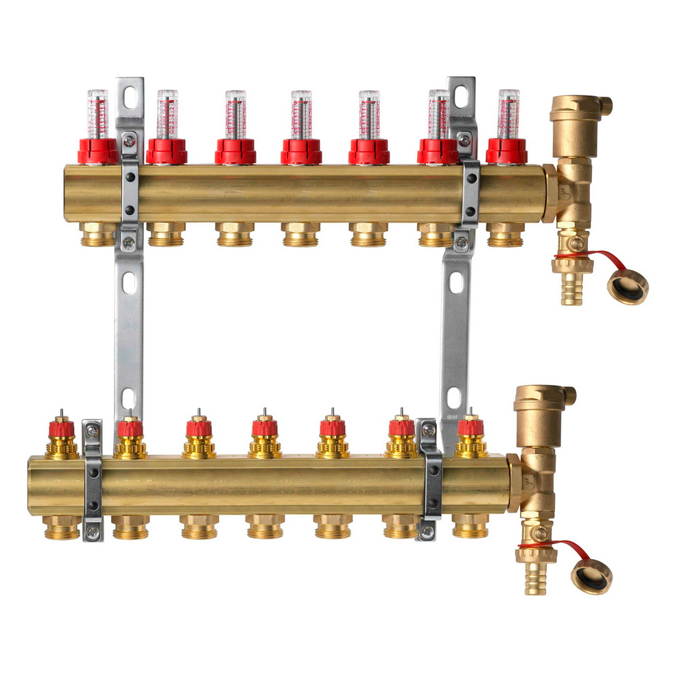 фото Комплект коллекторов ридан fhf-7rf set с расходомерами, 7 контура