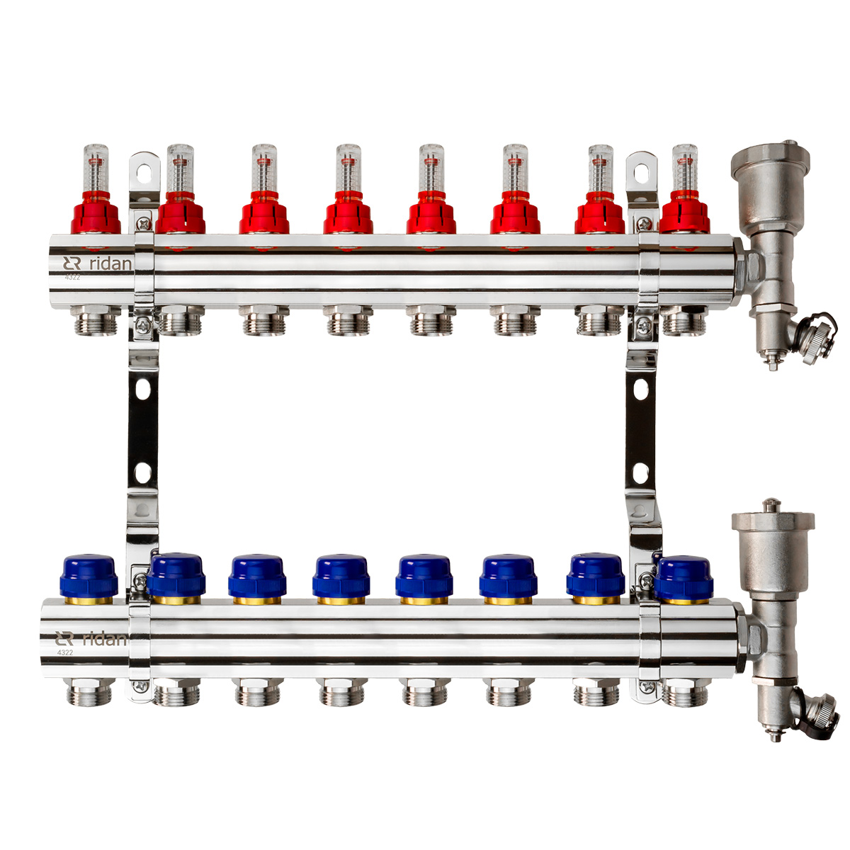 фото Комплект коллекторов ридан fhf-8rf set с расходомерами, 8 контура