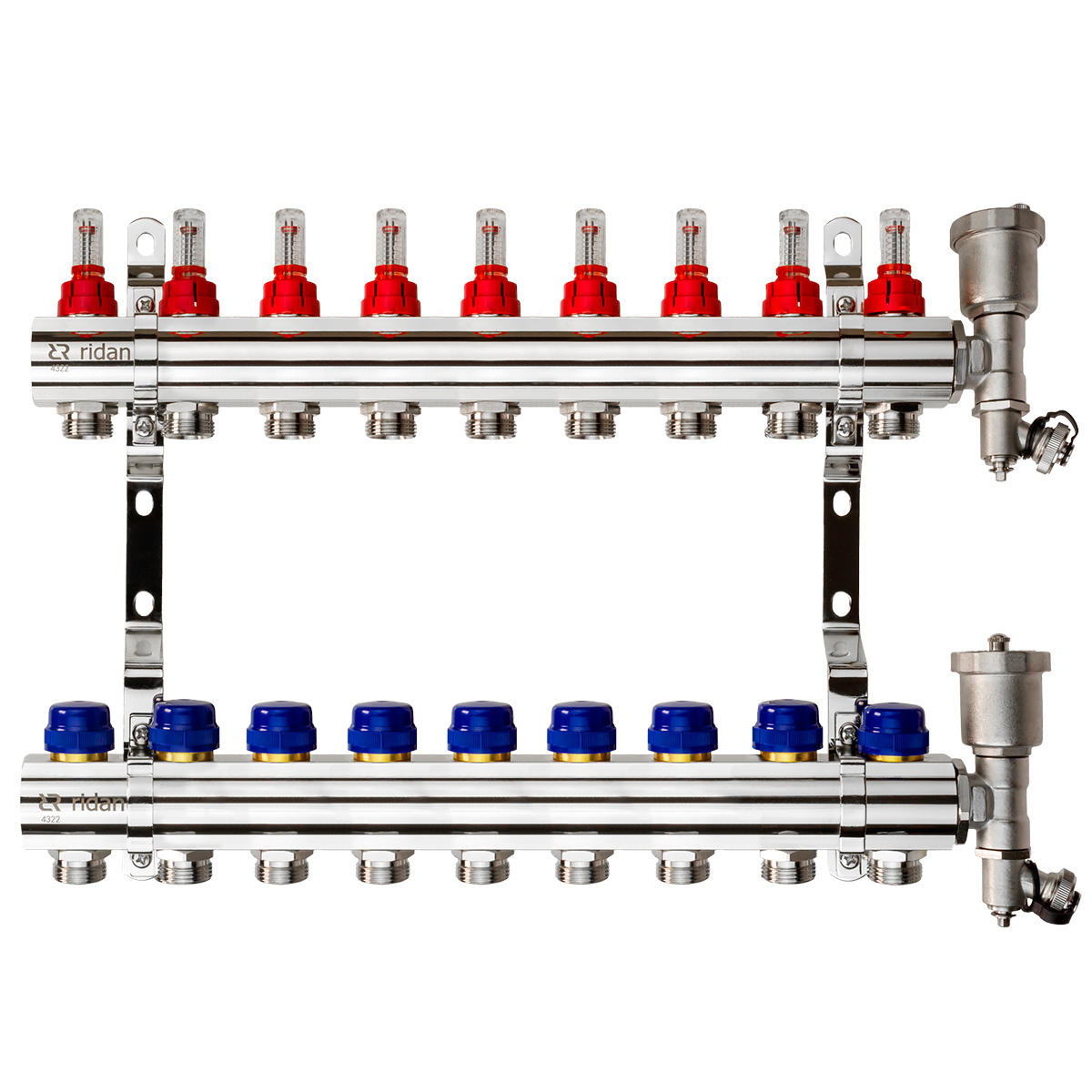 Комплект коллекторов Ридан FHF-9RF set с расходомерами, 9 контура