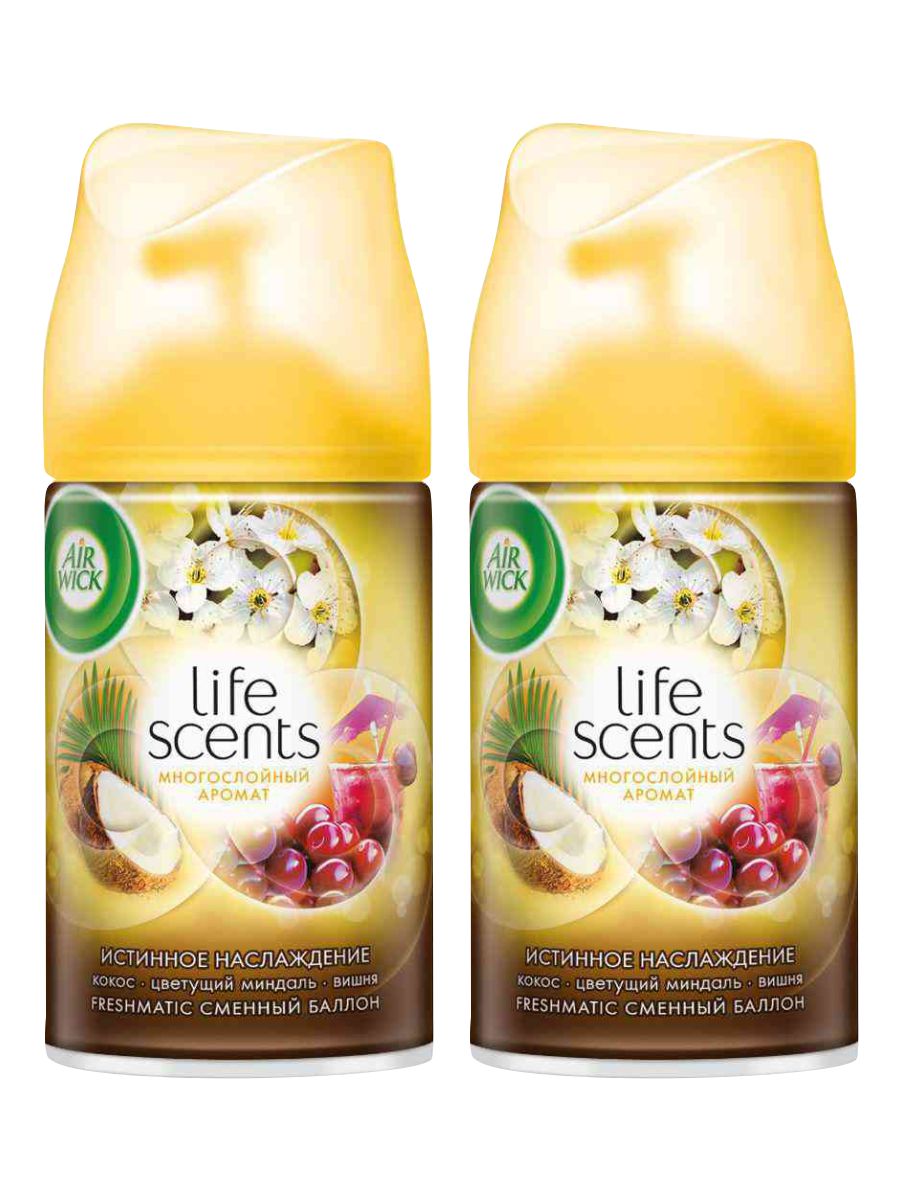 

Комплект Air Wick Life Scents Сменный баллон Истинное наслаждение 250 мл х 2 шт, AIRWICK Life Scents