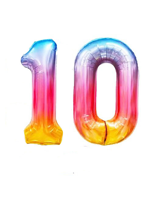 Комплект фольгированных шаров Magic Balloon цифра десять, 10 радужная, 102 см, 40 дюймов комплект шаров 68 мм aramith premier 70 048 68 9 ные с номерами