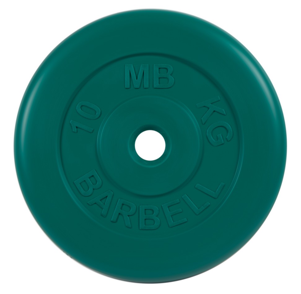 

Диск обрезиненный MB Barbell d 26 мм цветной 10,0 кг (зелёный)