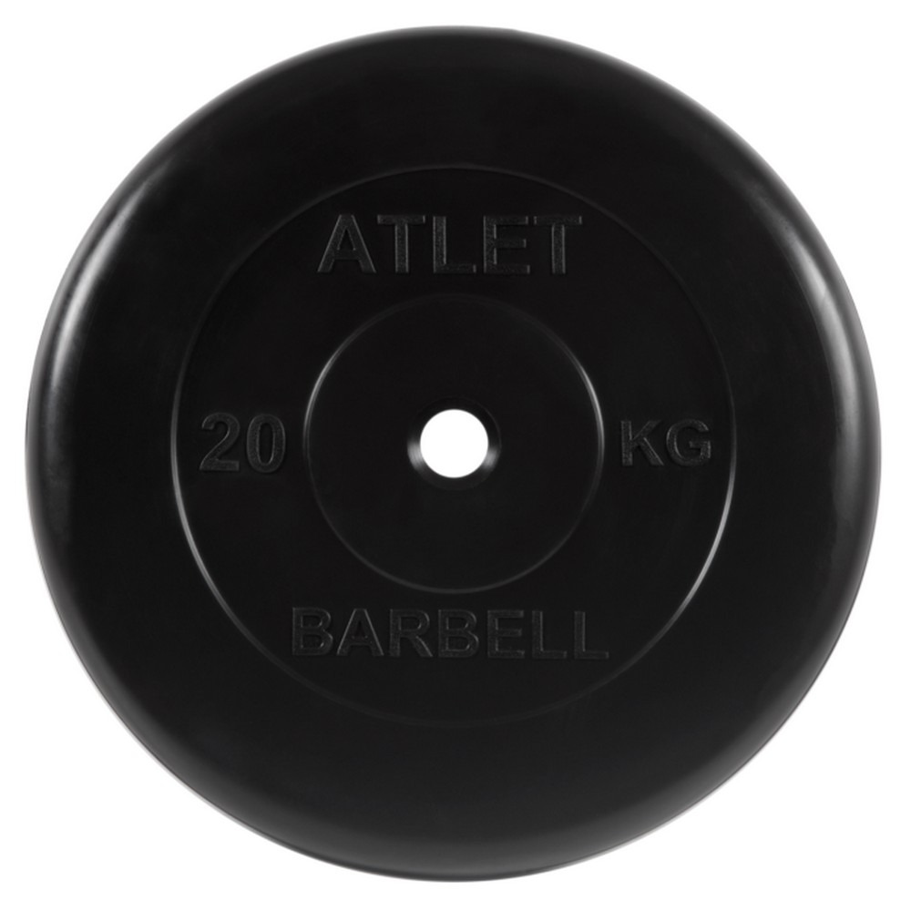 

Диск обрезиненный MB Barbell d 26 мм чёрный 20,0 кг Atlet, Черный, Atlet
