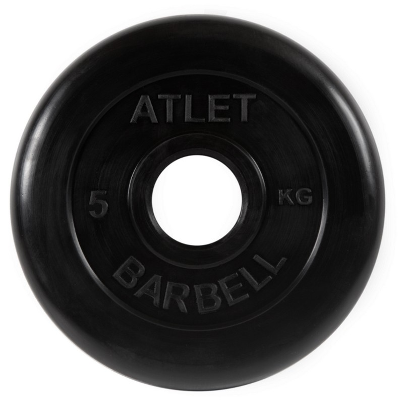 

Диск обрезиненный MB Barbell d 51 мм чёрный 5,0 кг Atlet, Черный, Atlet