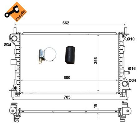 

NRF 509615_радиатор системы охлаждения! с AC Ford Focus 1.4-1.8 16V 98>