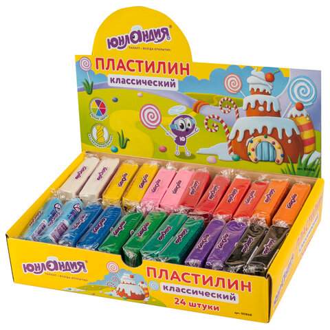 

Пластилин ассорти арт. 105868, 4 цв. х 24 уп.