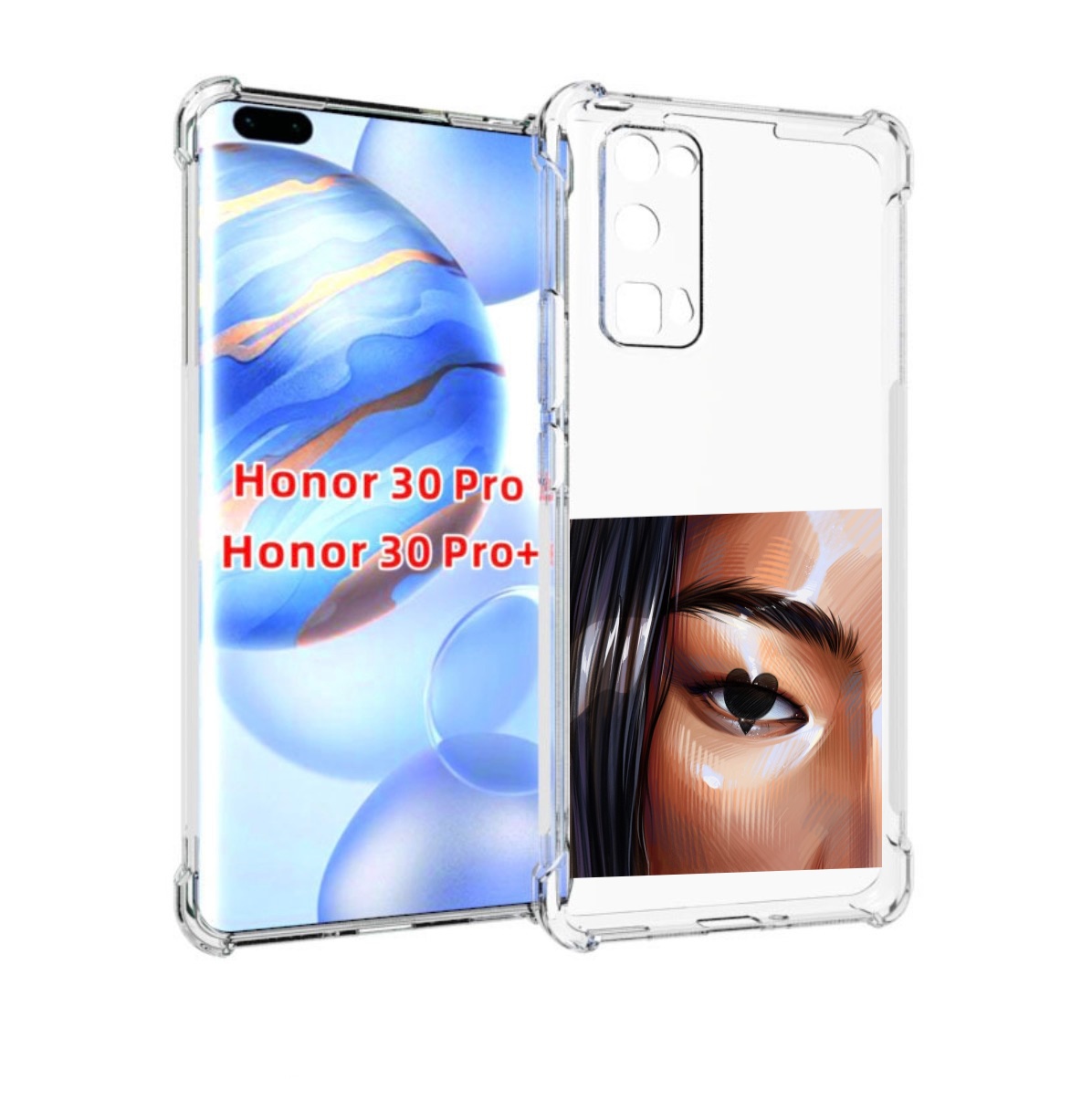 

Чехол бампер MyPads зрачок-сердце женский для Honor 30 Pr, Прозрачный, Tocco