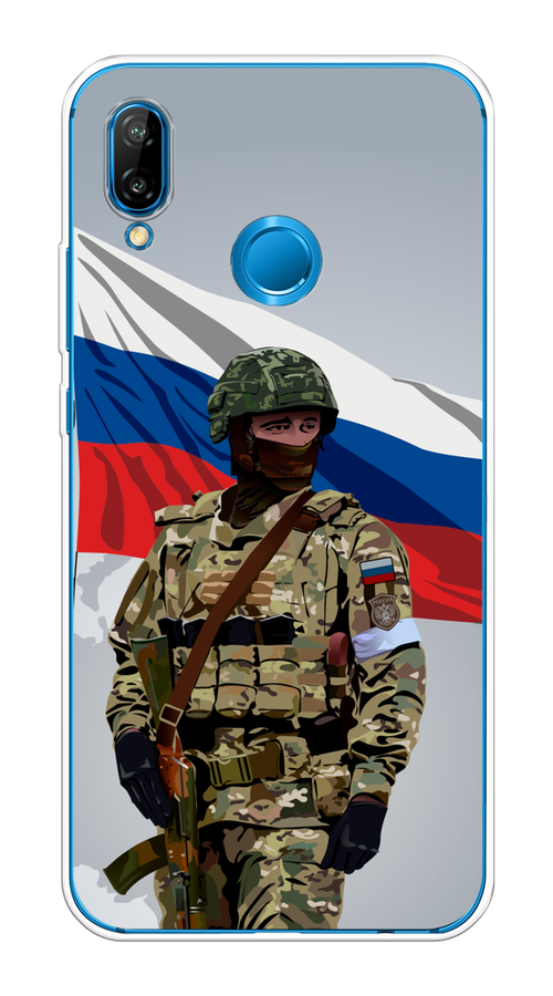 

Чехол Awog на Huawei P20 Lite/Nova 3E "Солдат с флагом", Белый;синий;красный;зеленый, 65650-1